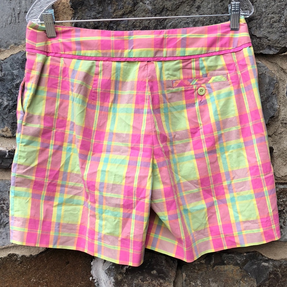 Lilly Pulitzer Vintage White Label Plaid Bermuda Shorts in Pink/Green Size 10 - Picture 3 of 7